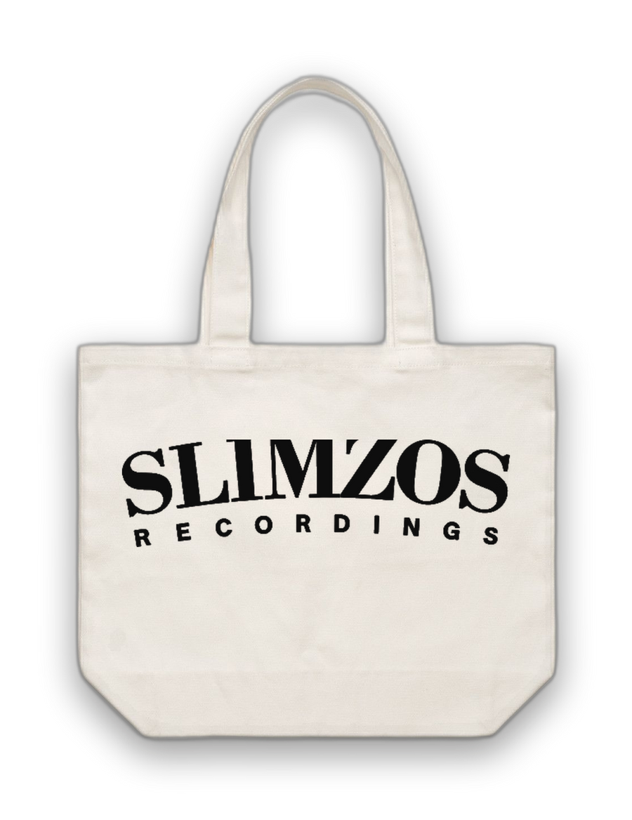 Slimzos Recordings tote, natural with black print