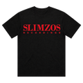 Slimzos tee, black with red print