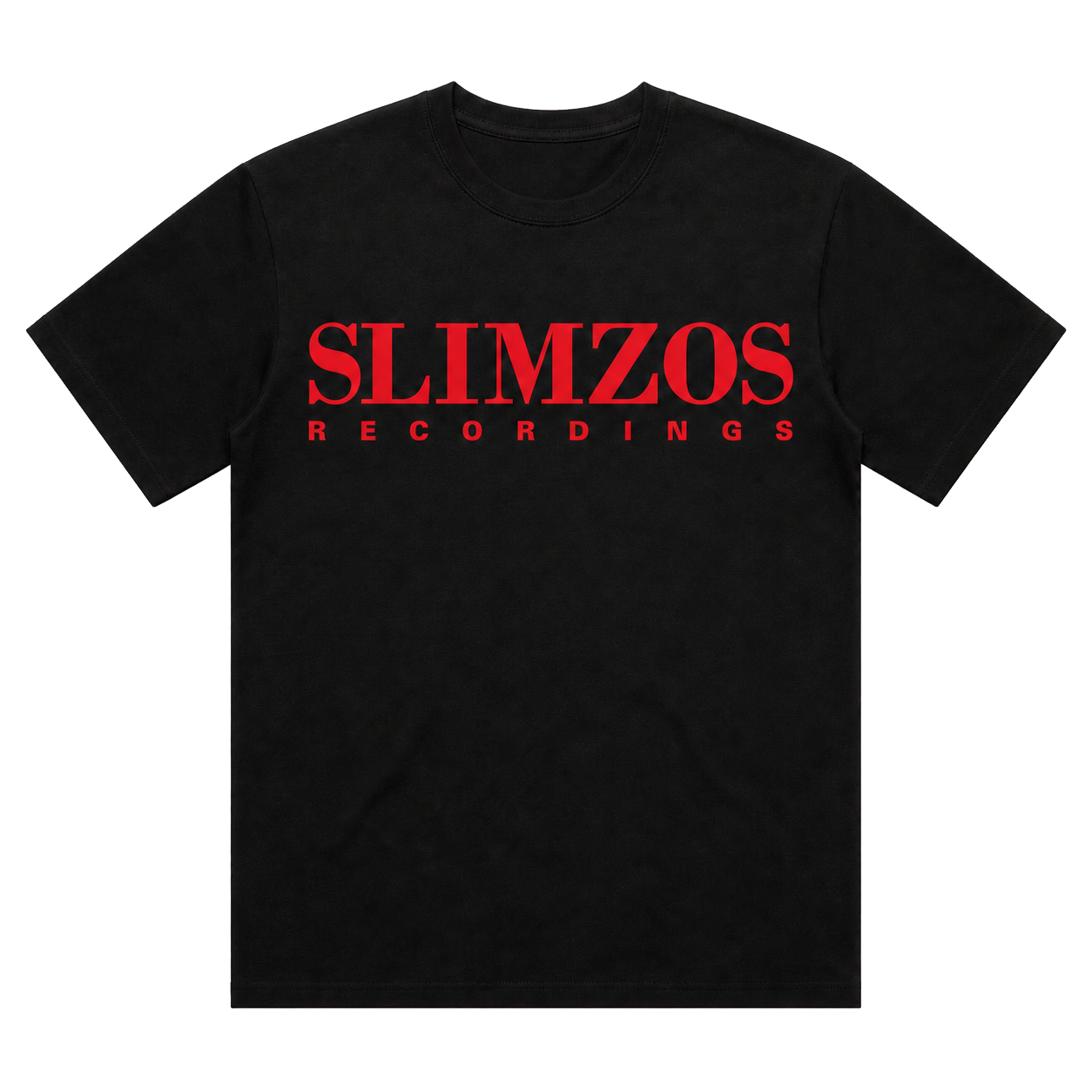 Slimzos tee, black with red print