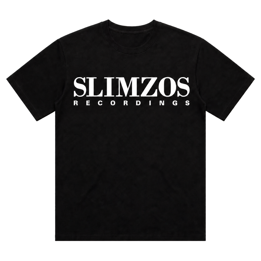 Slimzos tee, black with white print