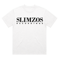Slimzos tee, white with black print