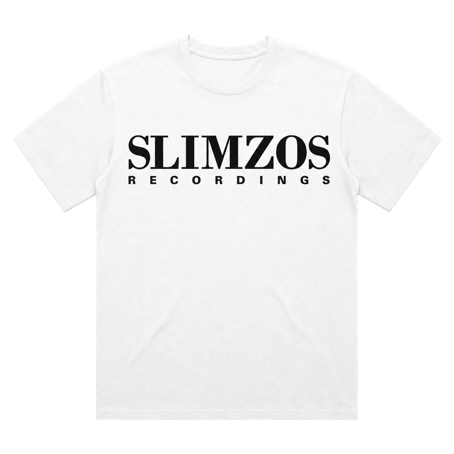 Slimzos tee, white with black print