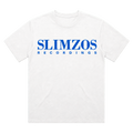 Slimzos tee, white with blue print