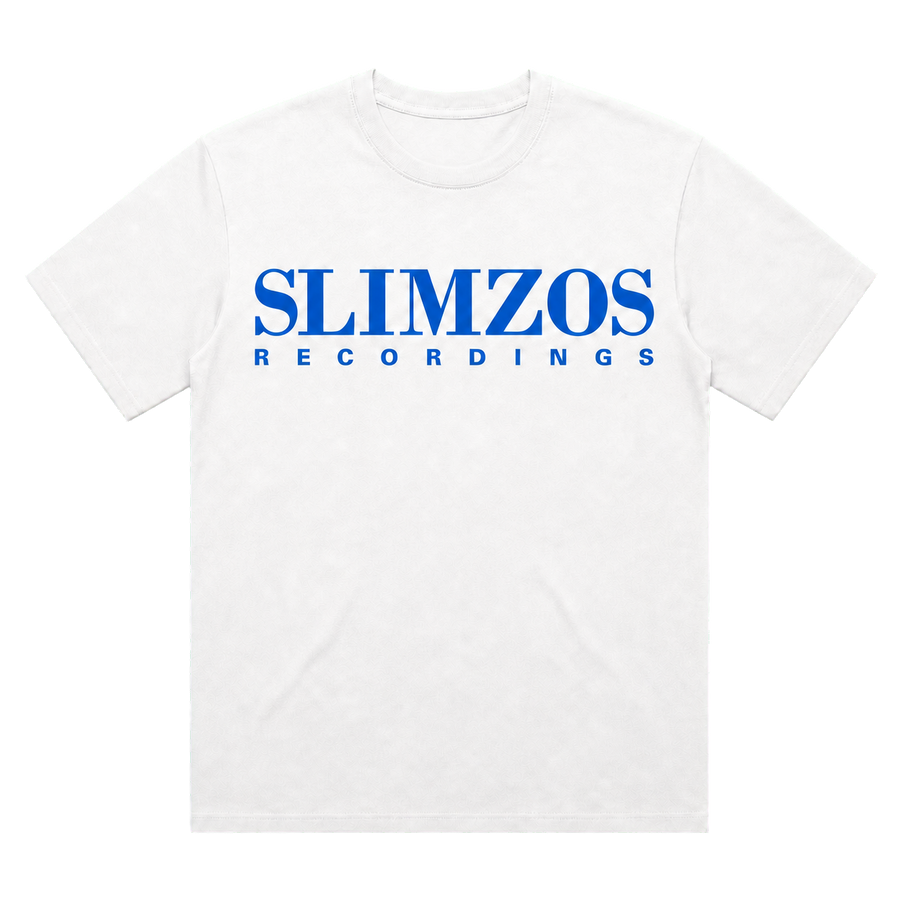 Slimzos tee, white with blue print